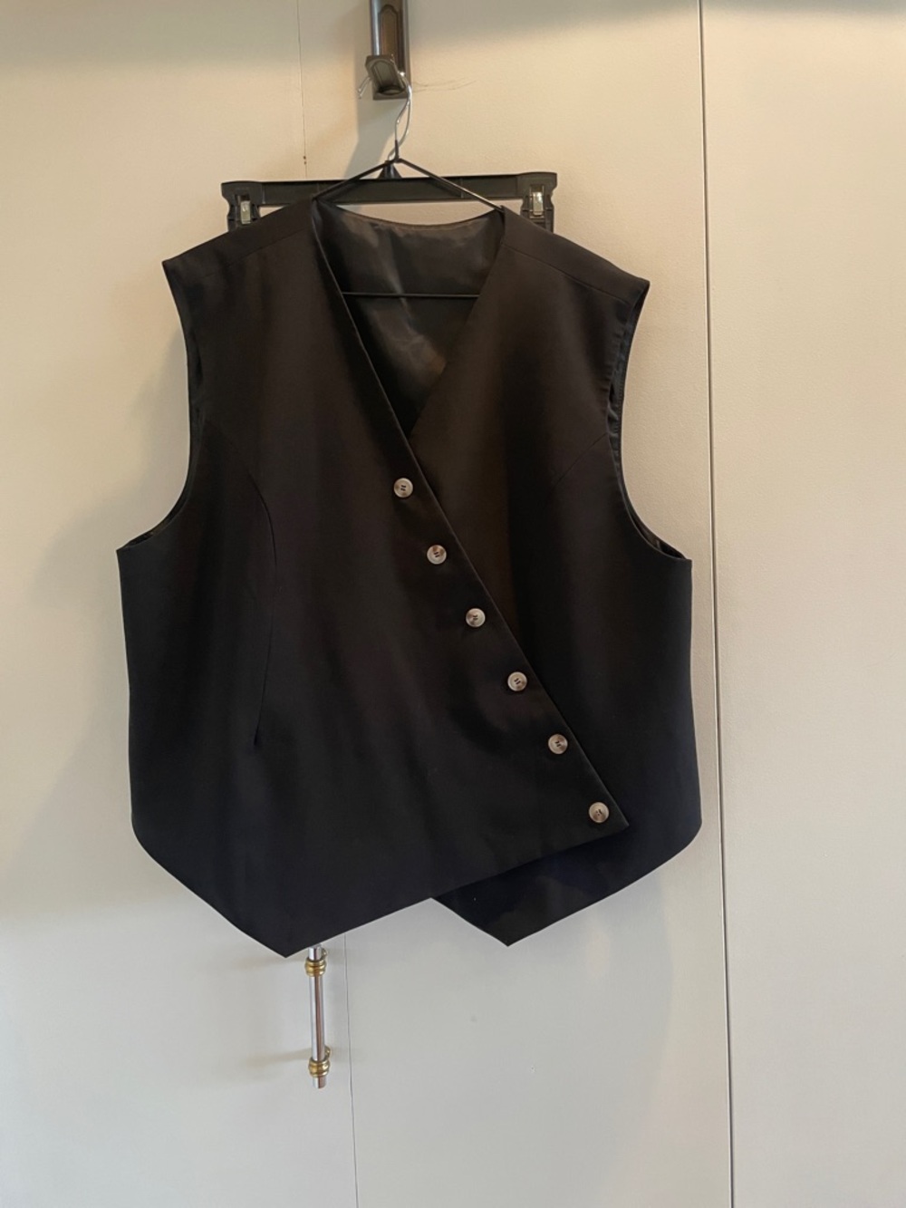 Black Asymmetric Button Front Vest - Women's Jacket